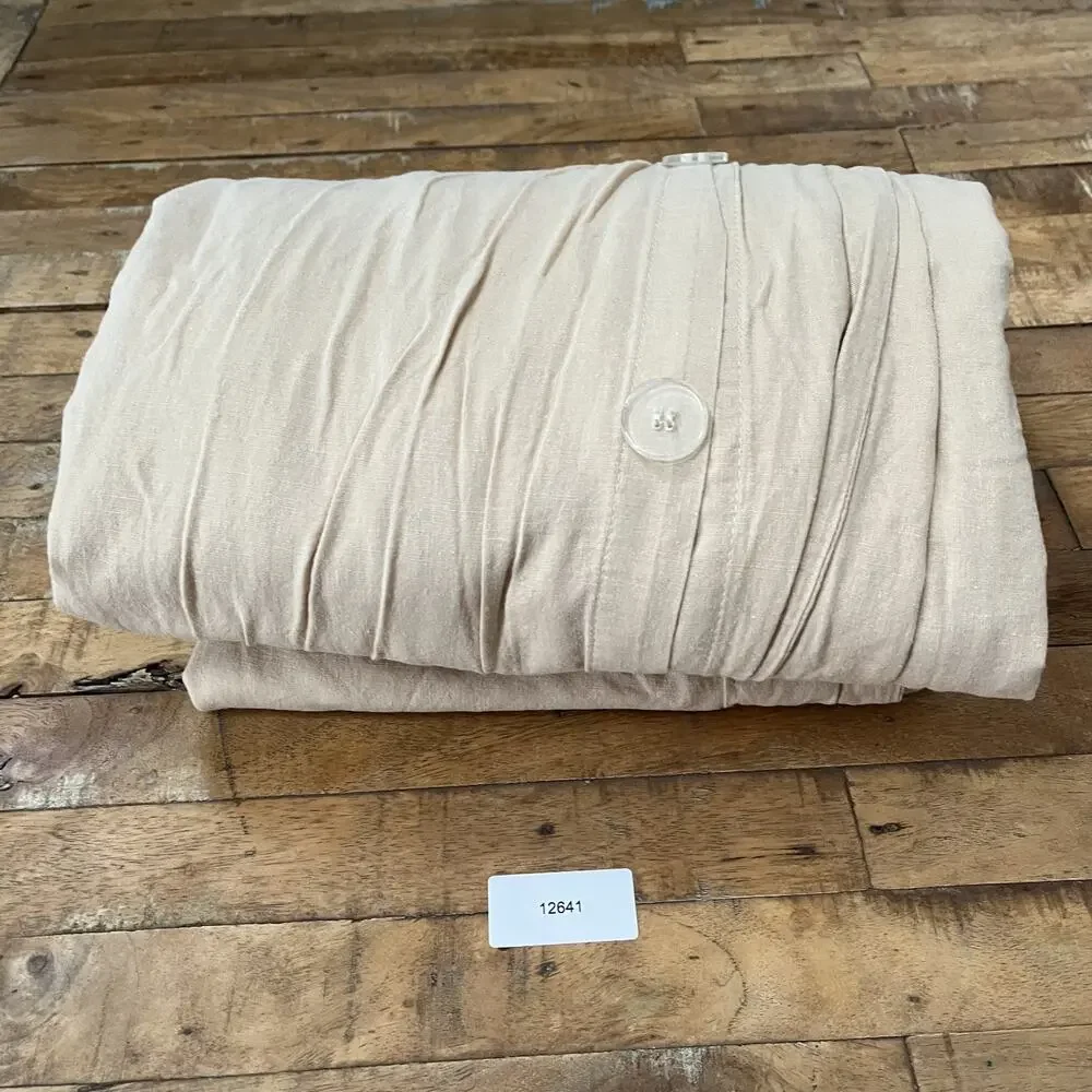 Frye Full Duvet Cover Pale Pink Solid Cotton Linen Blend Button Closure